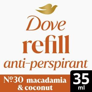 Dove 35ml Macadamia & Coconut No 30 Antiperspirant Stick Deodorant Refill