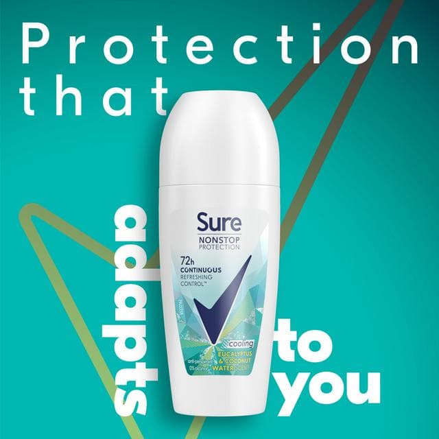 Sure Women 50ml Eucalyptus & Coconut Nonstop Protection Water Antiperspirant Roll on Deodorant - gallery image 2