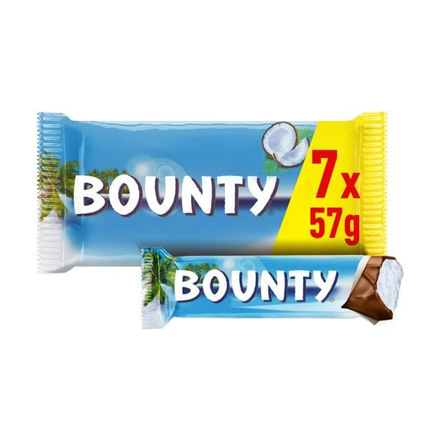 Bounty 7 x 57g Coconut Multipack Chocolate Bars - gallery image 1
