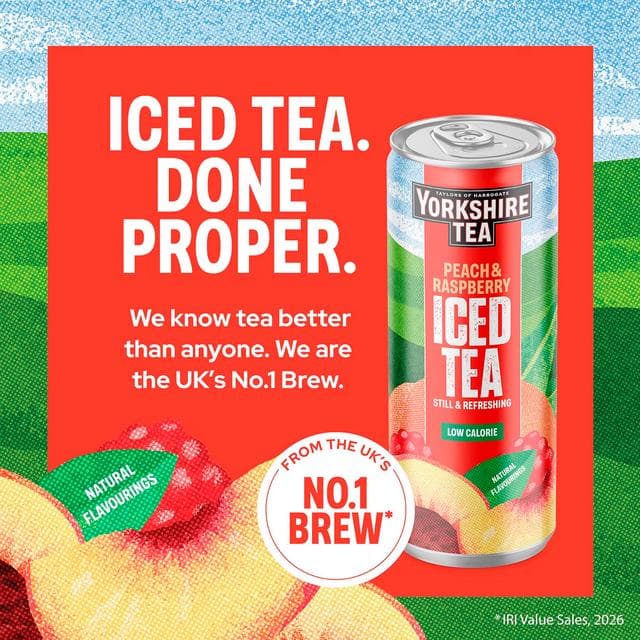 Yorkshire Tea 330ml Peach & Raspberry Iced Tea Can - gallery image 3