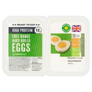 Sainsbury's 4 x High Protein Ready to Eat Peeled Hard Boiled Eggs 180g