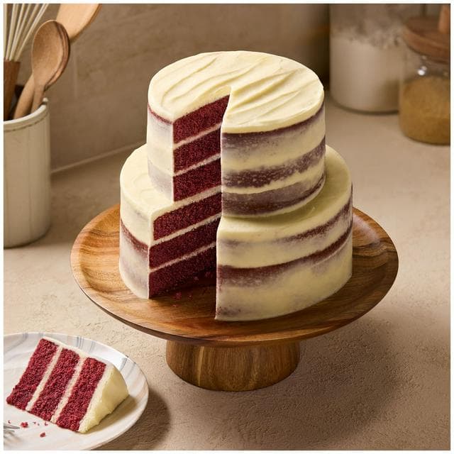 Sainsbury's 2.3kg Two Tier Red Velvet Naked Celebration Cake, Taste the Difference - gallery image 2