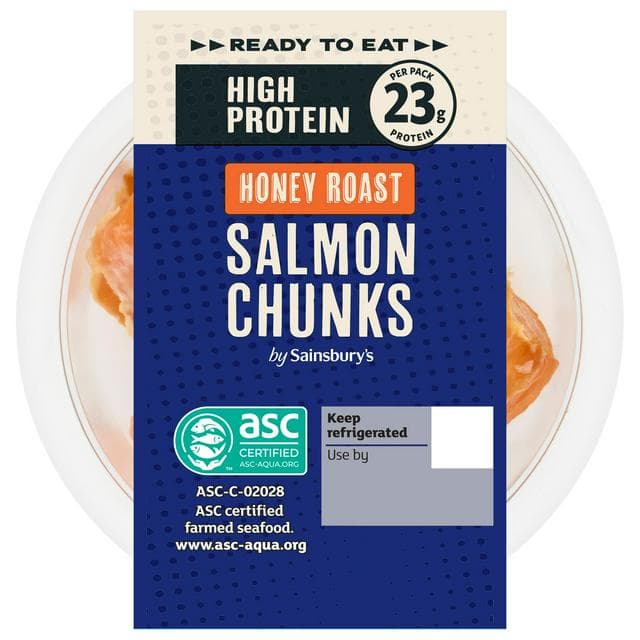 Sainsbury's 80g High Protein Ready to Eat Honey Roast Salmon Chunk - gallery image 1