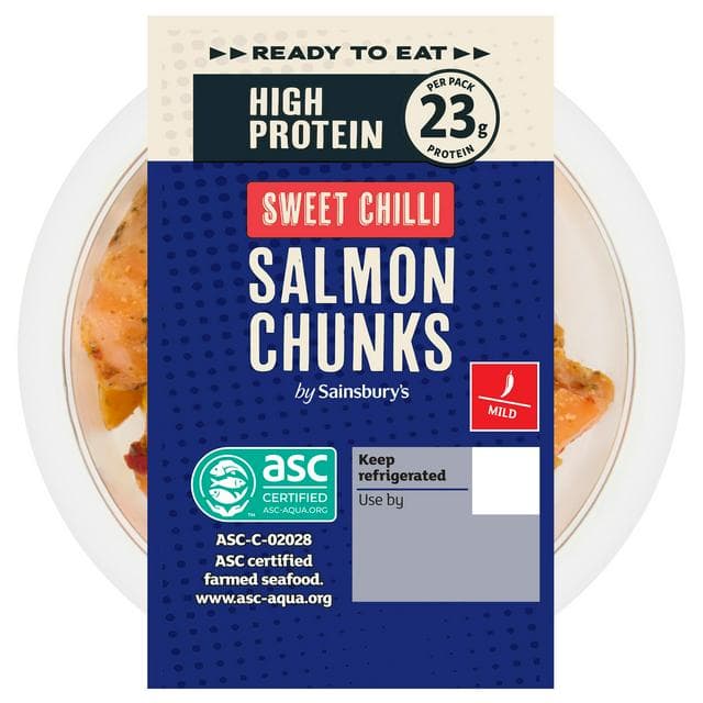 Sainsbury's 80g High Protein Ready to Eat Sweet Chilli Salmon Chunk - gallery image 1