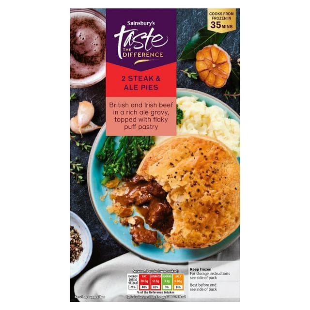 Sainsbury's 2 x Steak & Ale Pies, Taste the Difference 400g - gallery image 1