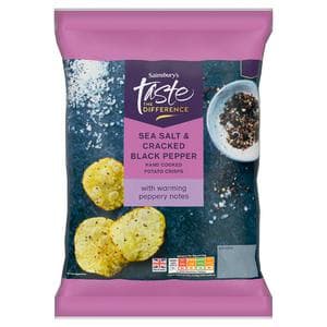 Sainsbury's 150g Sea Salt & Cracked Black Pepper Hand Cooked Potato Crisps Taste the Difference