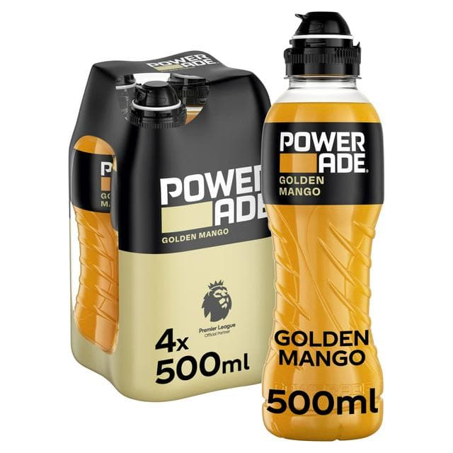 Powerade 4 x 500ml Golden Mango Sports Drink Bottles - gallery image 1
