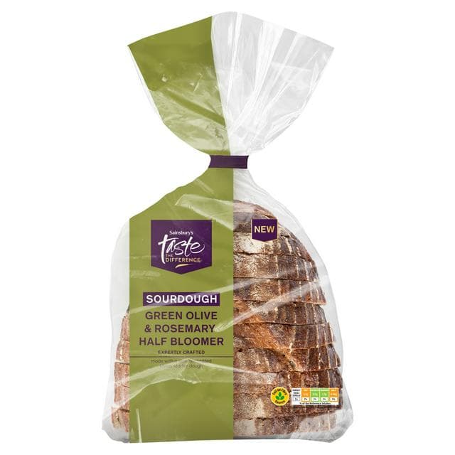 Sainsbury's 400g Green Olive & Rosemary Half Bloomer White Sourdough Bread, Taste the Difference - gallery image 1
