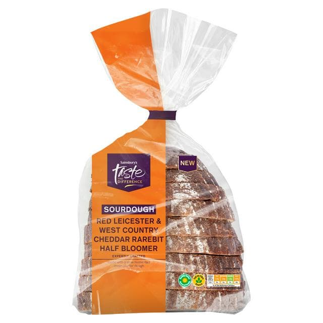 Sainsbury's 400g Red Leicester & West Country Cheddar Rarebit Half Bloomer White Sourdough Bread, Taste the Difference - gallery image 1