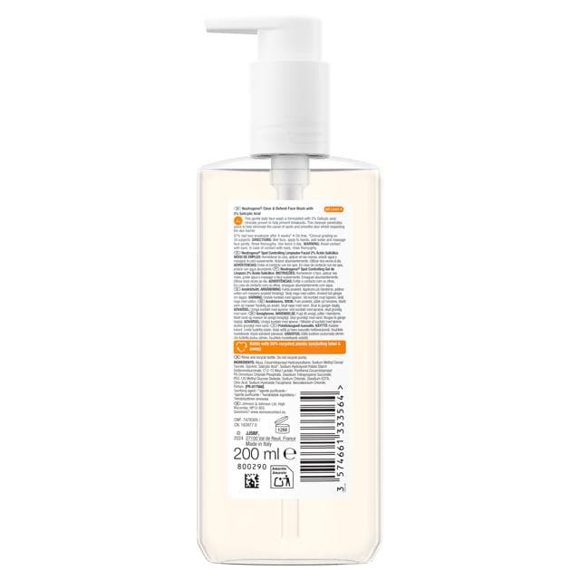 Neutrogena 200ml Clear & Defend 2% Salicylic Acid Face Wash - gallery image 4