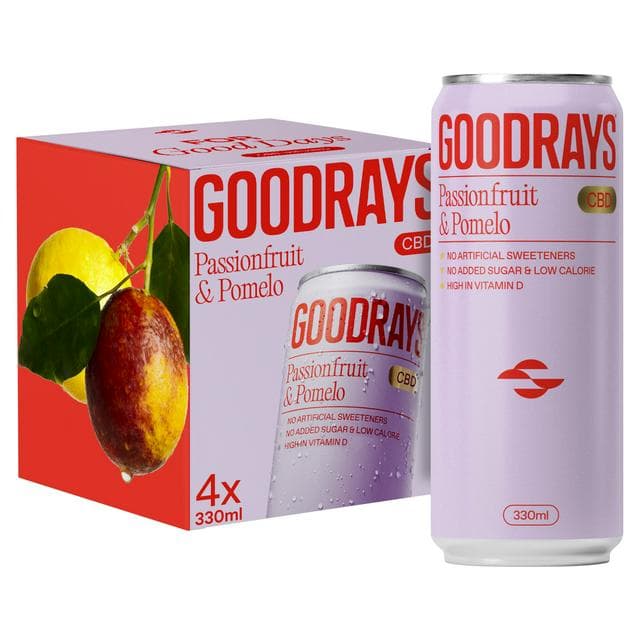 Goodrays 4 x 330ml CBD Passionfruit & Pomelo Can - gallery image 1