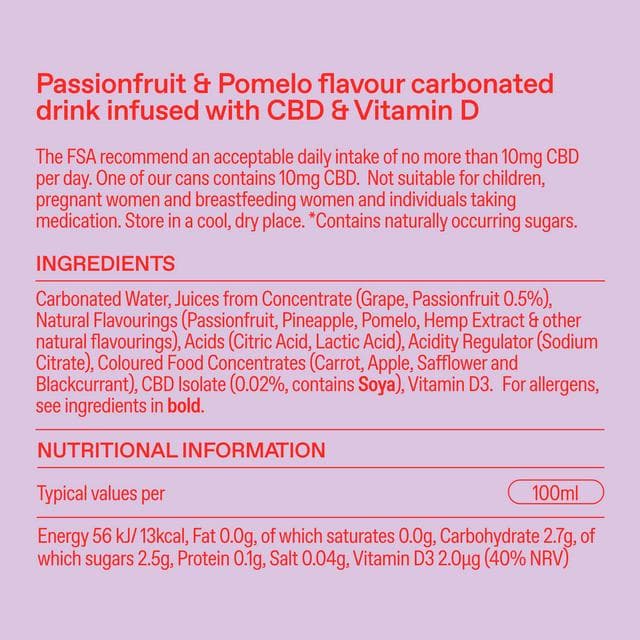 Goodrays 4 x 330ml Passionfruit & Pomelo CBD Cans - gallery image 6