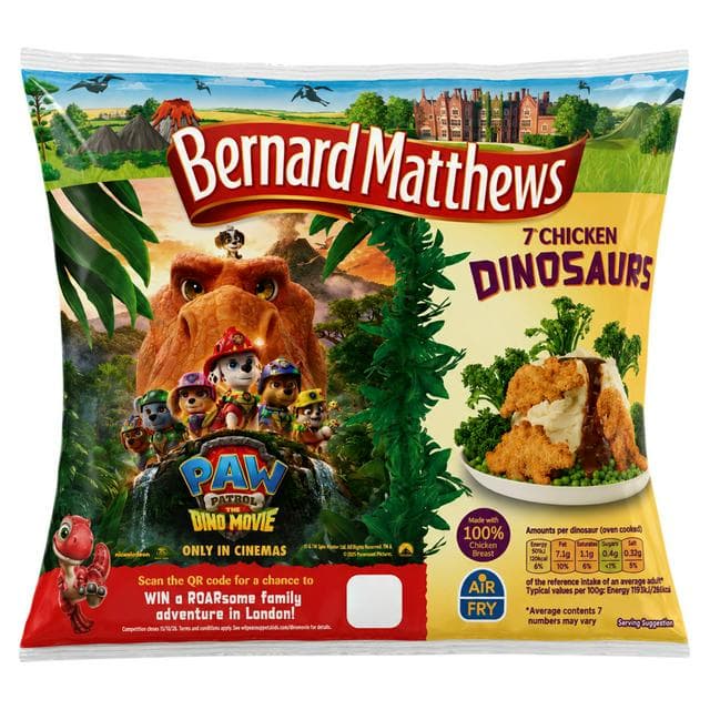 Bernard Matthews 350g Frozen Chicken Dinosaurs Crispy Fun Meals for Kids - gallery image 1