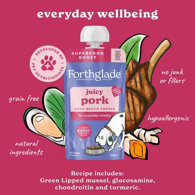 Forthglade 180g 4 Months+ Juicy Pork Bone Broth Topper for All Dogs Food - gallery image 3