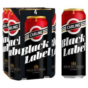 Carling 4 x 568ml Black Label Premium Lager Beer Cans