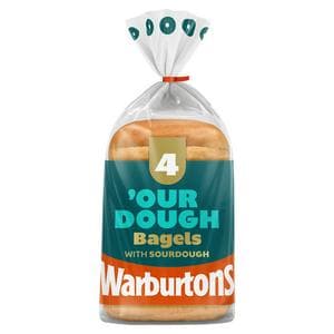 Warburtons 4 x Our Dough Bagels with Sourdough