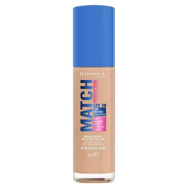 Rimmel London Match Perfection Foundation 101N Classic Ivory SPF20 30ml - gallery image 1