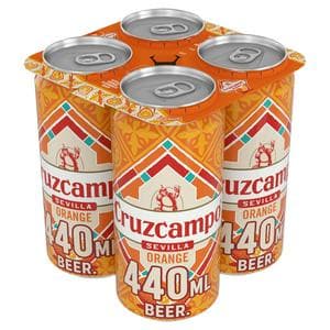 Cruzcampo 4 x 440ml Sevilla Orange Flavoured Lager Beer Cans