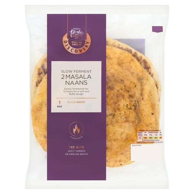 Sainsbury's Discovery 2 x Slow Ferment Masala Naan, Taste the Difference - gallery image 1