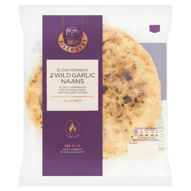 Sainsbury's Discovery 2 x Slow Ferment Wild Garlic Naan, Taste the Difference - gallery image 1