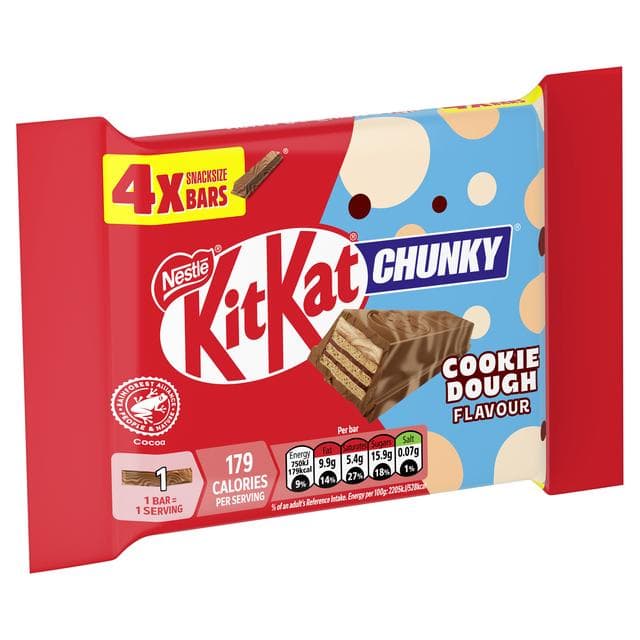 KitKat Chunky 4 x Cookie Dough Flavour Chocolate Wafer Bars 34g - gallery image 2