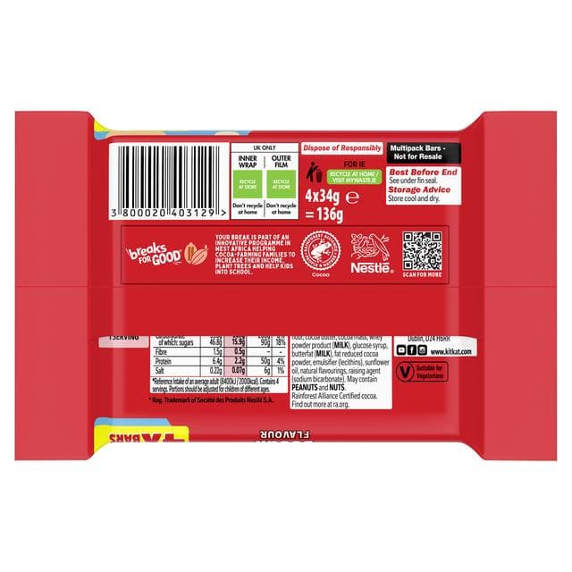 KitKat Chunky 4 x Cookie Dough Flavour Chocolate Wafer Bars 34g - gallery image 3