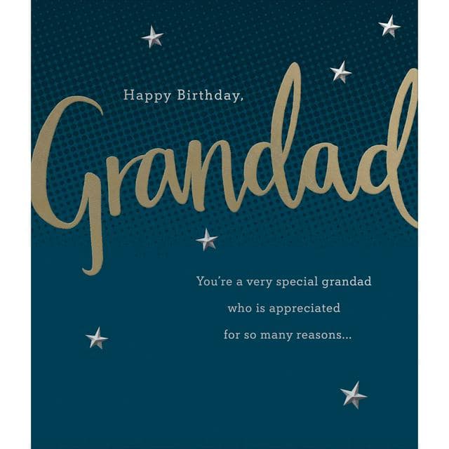 Carlton Happy Birthday Grandad Gold Lettering with Stars Design Greeting Card - gallery image 1