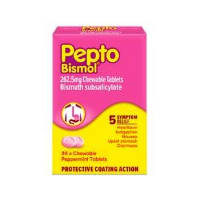 Pepto Bismol 24 x Stomach Relief 5 Symptom Chewable Tablet