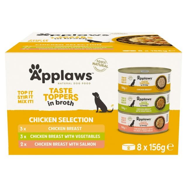 Applaws Taste Toppers 8 x 156g Chicken Selection in Broth Natural Wet Dog Food Cans - gallery image 1