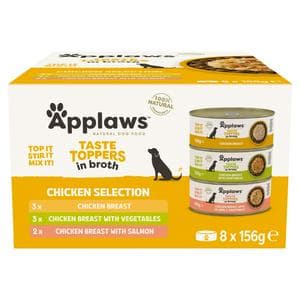 Applaws Taste Toppers 8 x 156g Chicken Selection in Broth Natural Wet Dog Food Cans