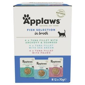 Applaws 12 x 70g Fish Selection in Broth Natural Wet Cat Food Pouches