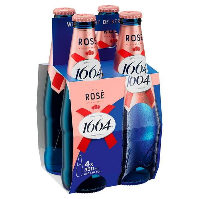 Kronenbourg 1664 4 x 330ml Rose Berry Flavoured Beer Bottles - gallery image 1