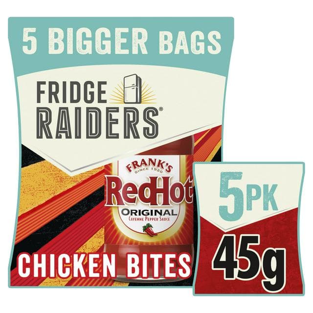 Fridge Raiders & Frank's Red Hot 5 x 45g Original Bigger Bags Chicken Snack Bites - gallery image 1