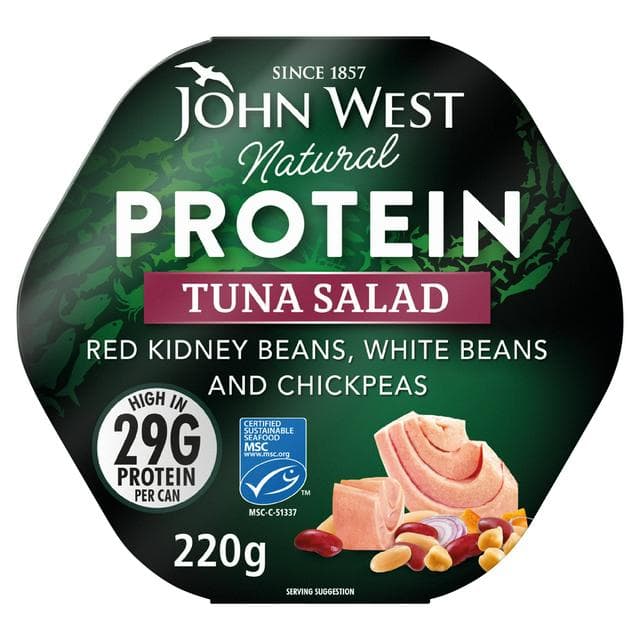 John West Natural Protein 220g Tuna Salad with Red Kidney Beans, White Beans & Chickpeas - gallery image 1