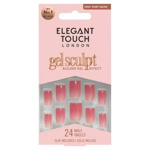 Elegant Touch London False Nails 24 Short Sharp Square Gel Sculpt Dew Drop