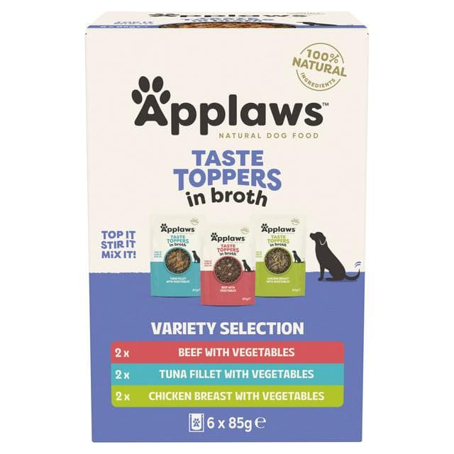 Applaws Taste Toppers 6 x 85g Variety Selection in Broth Natural Wet Dog Food Pouches - gallery image 1