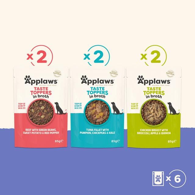 Applaws Taste Toppers 6 x 85g Variety Selection in Broth Natural Wet Dog Food Pouches - gallery image 3