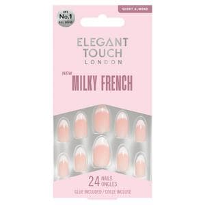 Elegant Touch London False Nails 24 Short Almond Milky French Rose
