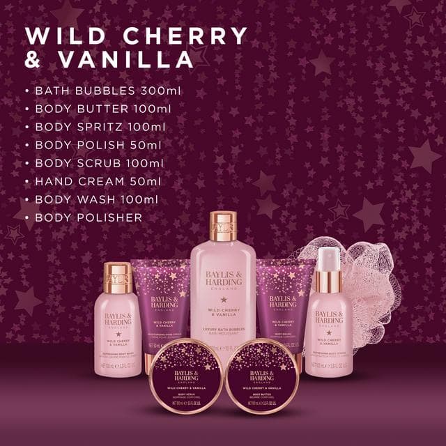 Baylis & Harding Wild Cherry & Vanilla Ultimate Bath & Body Pamper Treats, Limited Edition - gallery image 3