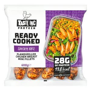 Taste Inc 600g Smoky BBQ Ready Cooked Flamegrilled Chicken Breast Mini Fillets
