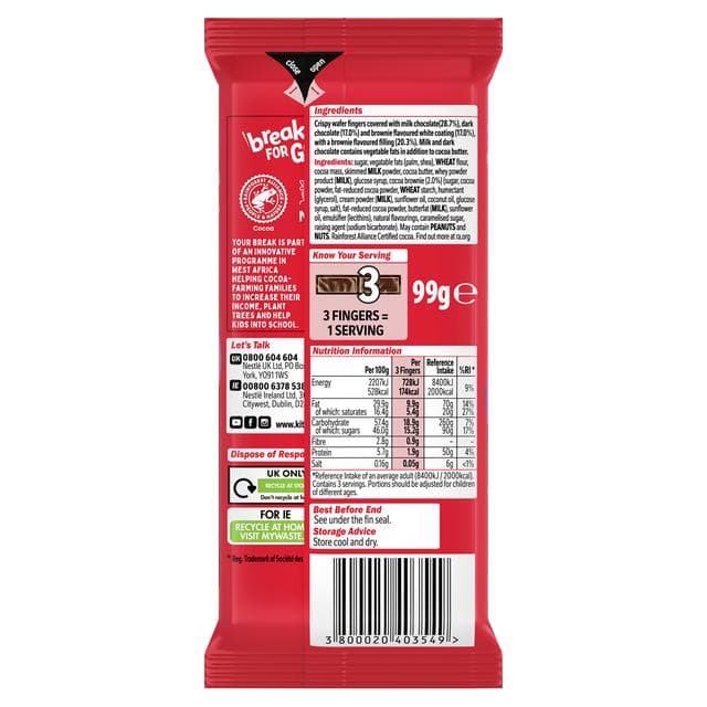 KitKat 99g Brownie Flavoured Chocolate Sharing Bar - gallery image 3