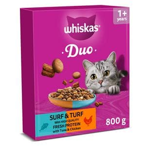 Whiskas Duo 800g 1+ Surf & Turf Dry Cat Food