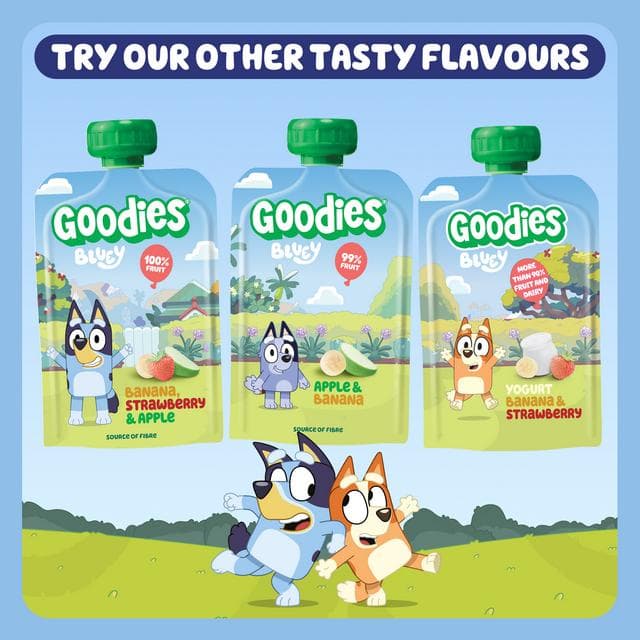 Goodies Bluey 4 x 100g Apple & Blueberry Smoothie Fruit Pouch Multipack Kids Snack - gallery image 6