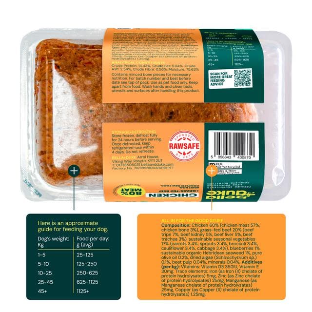 Bella + Duke 400g Chicken + Grass Fed Complete Raw Beef Adult Dog Food - gallery image 2