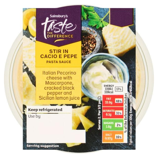 Sainsbury's 150g Stir In Cacio E Pepe Pasta Sauce, Taste the Difference - gallery image 1