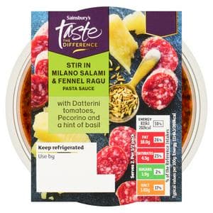 Sainsbury's 150g Stir In Salami & Fennel Pasta Sauce, Taste the Difference