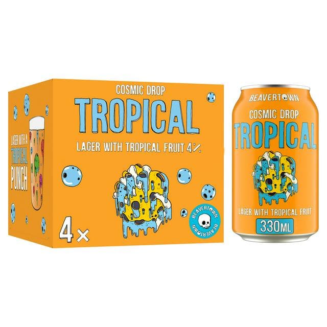 Beavertown 4 x 330ml Cosmic Drop Lager with Tropical Fruit - gallery image 1