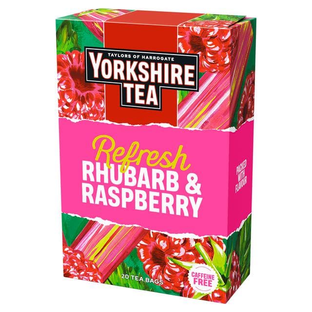 Yorkshire Tea 20 x Refresh Rhubarb & Raspberry Fruit Tea Bags - gallery image 2