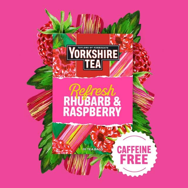 Yorkshire Tea 20 x Refresh Rhubarb & Raspberry Fruit Tea Bags - gallery image 6