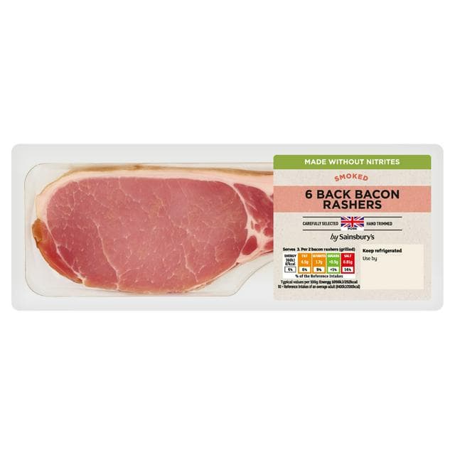 Sainsbury's 6 Smoked Back Bacon Rashers 200g - gallery image 1